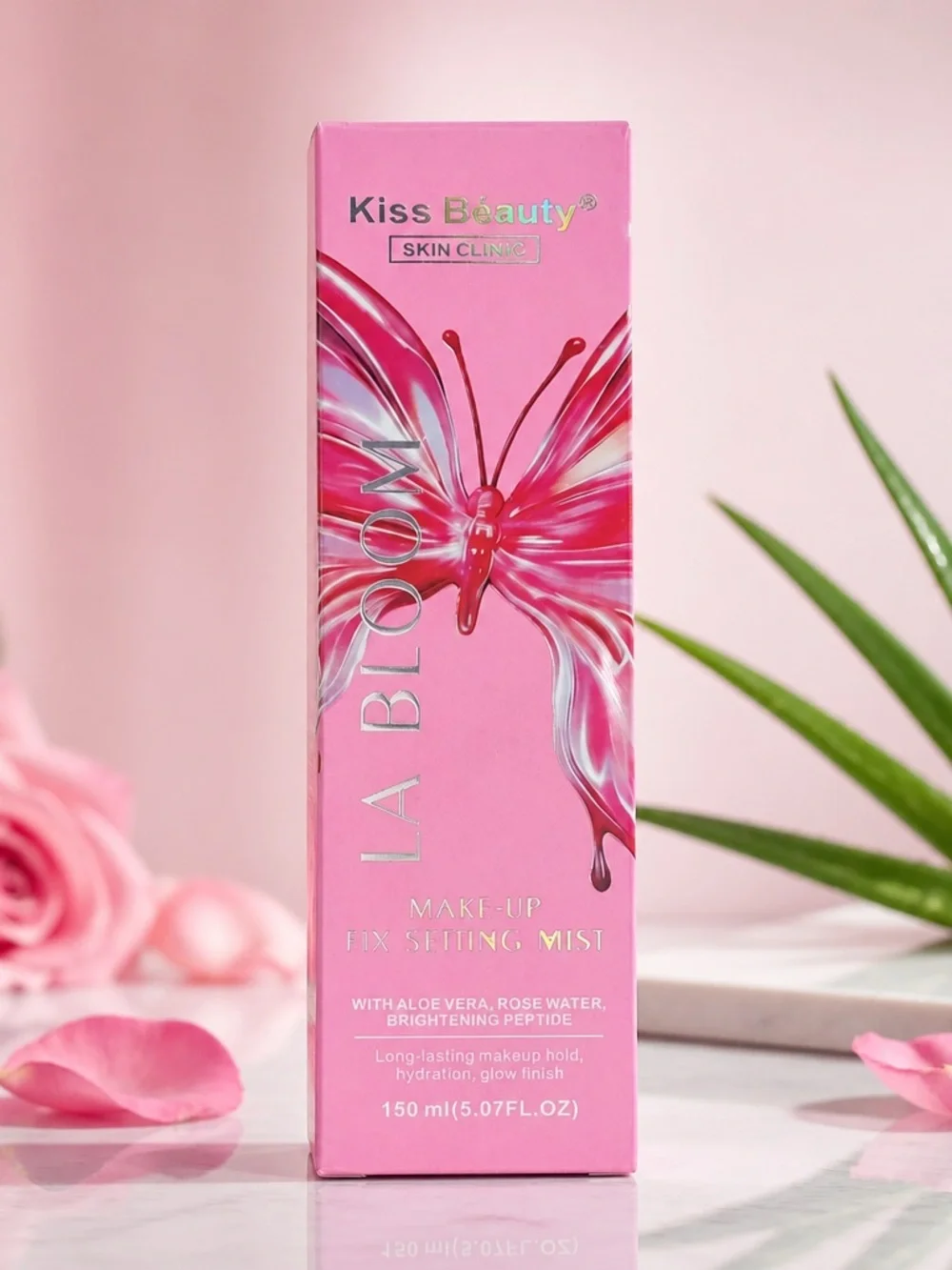 NWT Kiss Beauty La Bloom Makeup Fix Setting Mist 150ml Pink